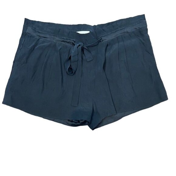 Ramy Brook Silk Tie Waist Pleated Mini Shorts Black Lined Pockets Size Medium - Picture 1 of 10